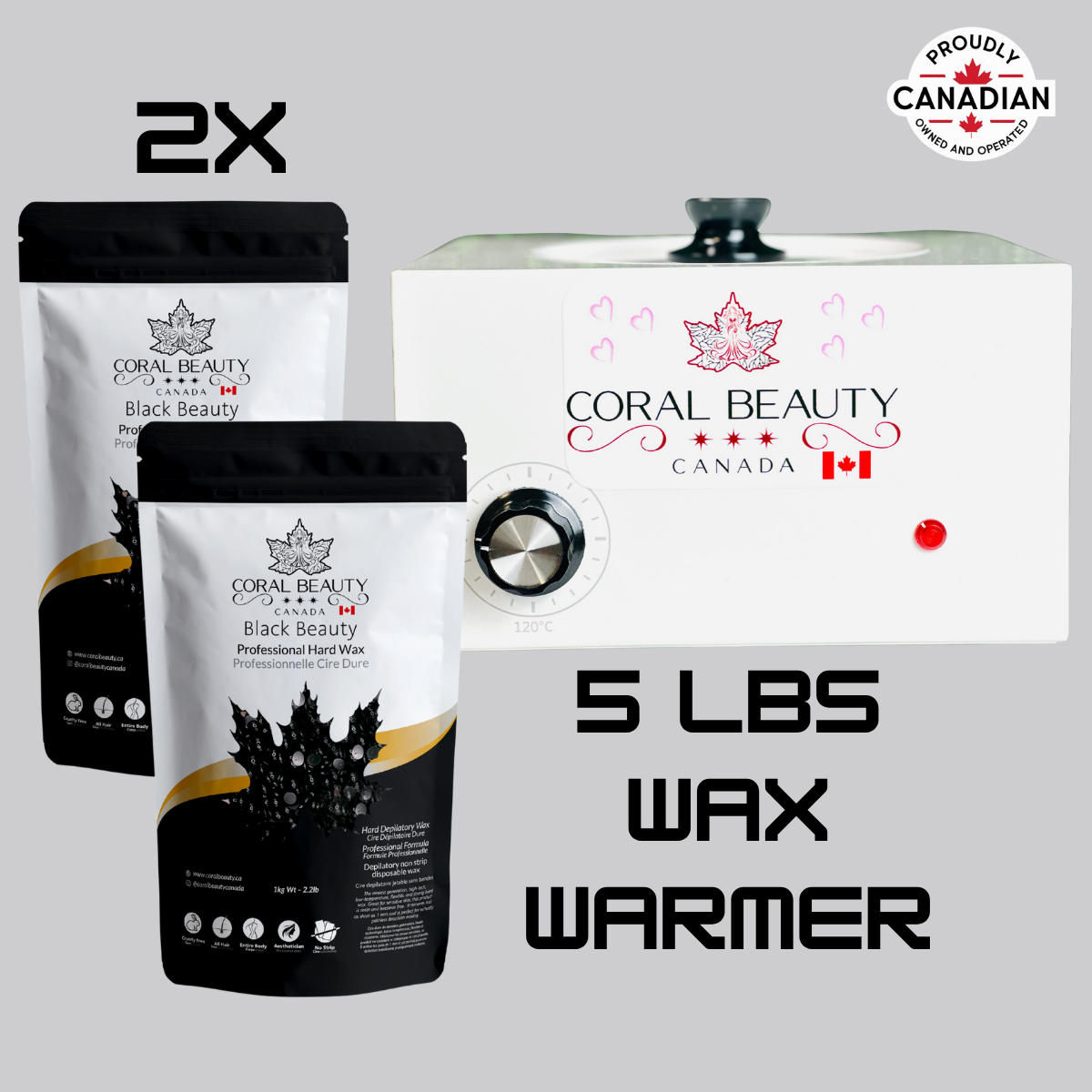 $199 BUNDLE DEAL – Wax Warmer (5lbs)+ 2 Bags of Premium Hard Wax
