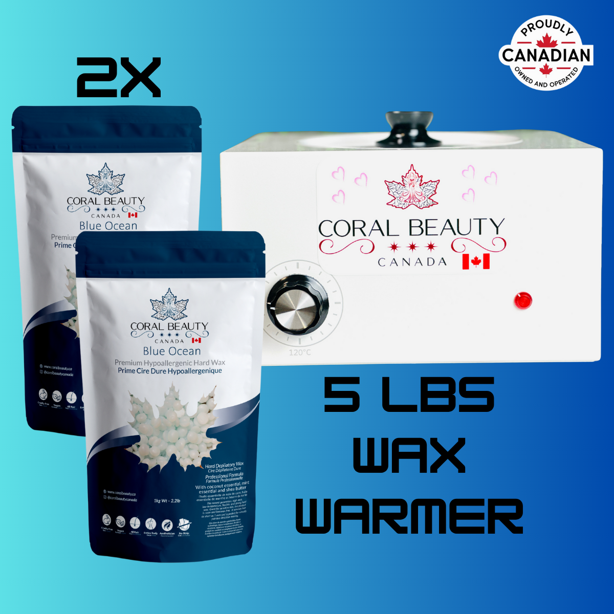 $199 BUNDLE DEAL – Wax Warmer (5lbs)+ 2 Bags of Premium Hard Wax