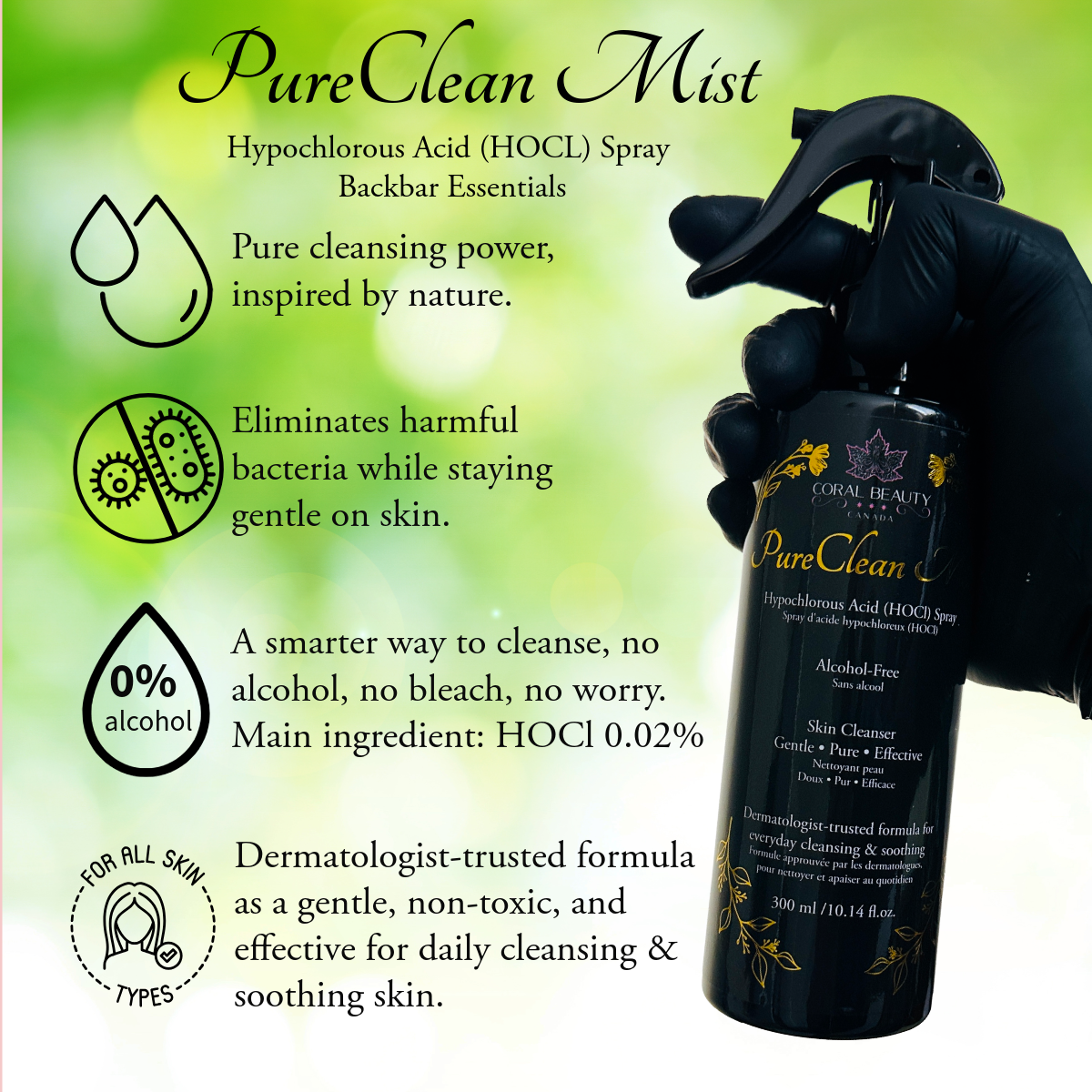 PureClean Mist - Gentle HOCl Skin Cleanser for Pre & Post Wax Care ...