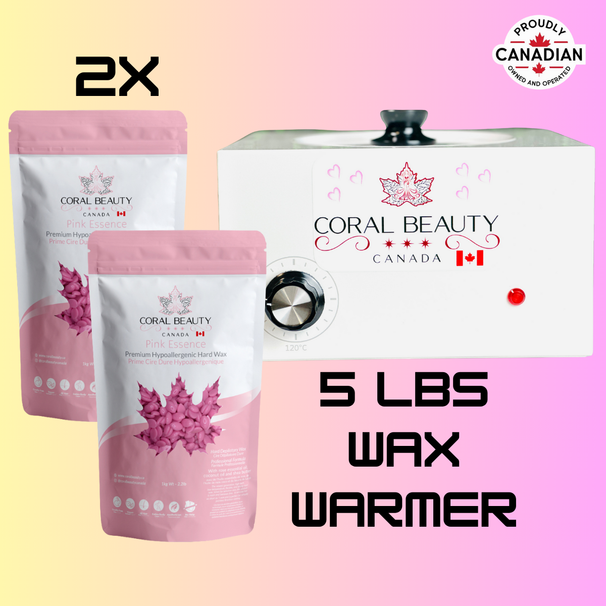 $199 BUNDLE DEAL – Wax Warmer (5lbs)+ 2 Bags of Premium Hard Wax