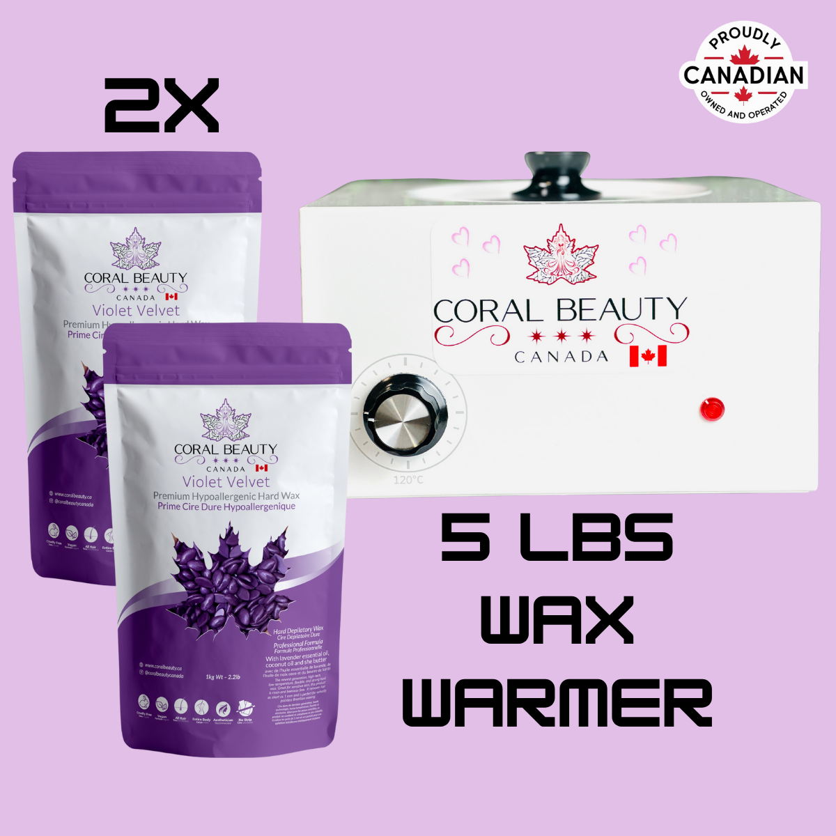$199 BUNDLE DEAL – Wax Warmer (5lbs)+ 2 Bags of Premium Hard Wax