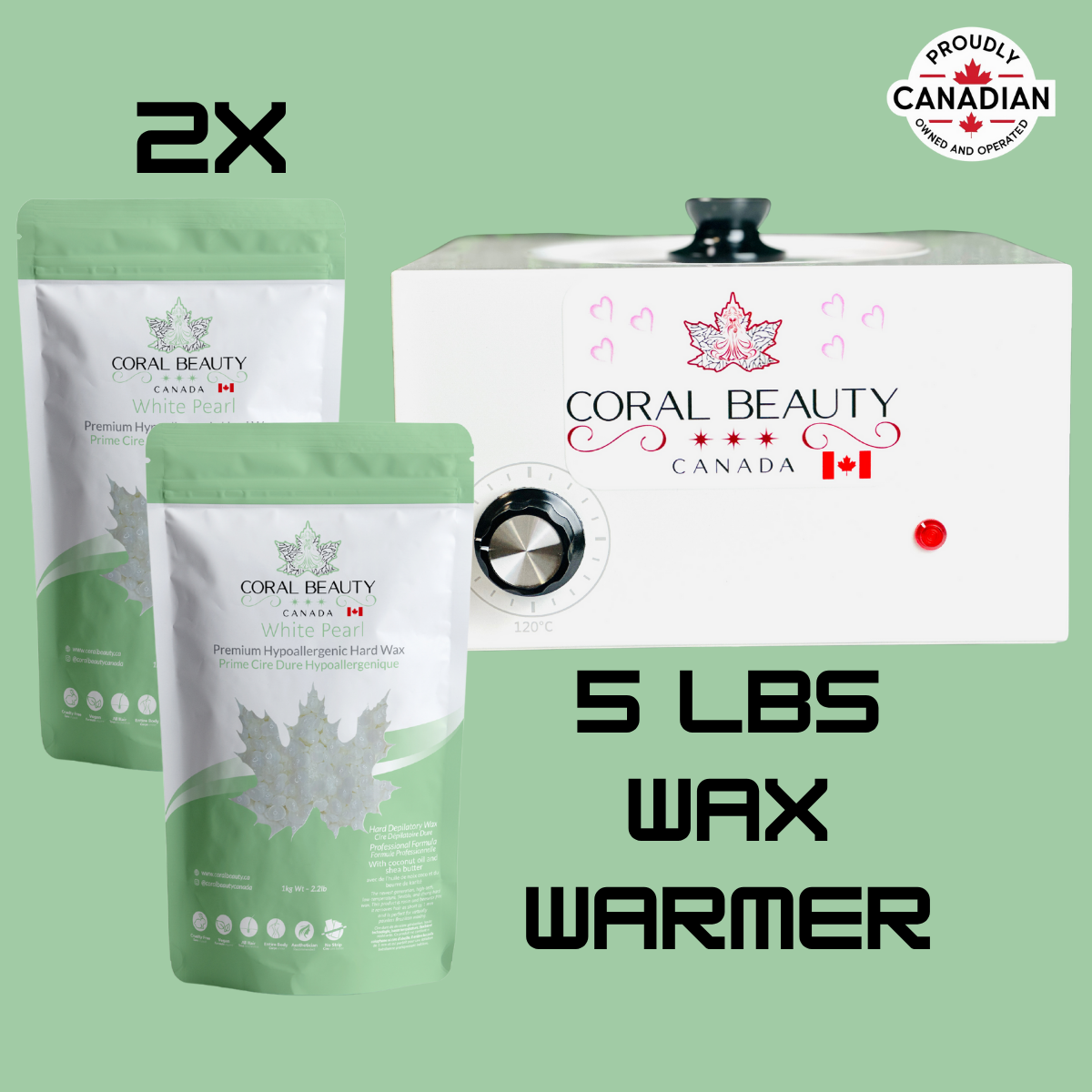 $199 BUNDLE DEAL – Wax Warmer (5lbs)+ 2 Bags of Premium Hard Wax